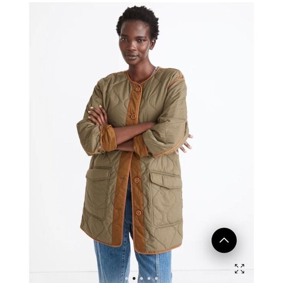 Madewell Reversible Quilted Liner Jacket Army Green Brown Barn Coat | Size M - Picture 1 of 12